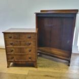 A 19th century mahogany chest, of four drawers, on bracket feet, 63 cm wide, and an oak bookcase, 92