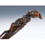 A fine late 18th/early 19th century folk art walking stick, with carved handle in the form of Mr