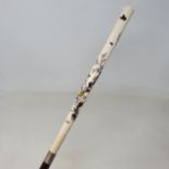 A Japanese walking stick, the ivory handle with Shibayama inlay, Mejii period, 92 cm