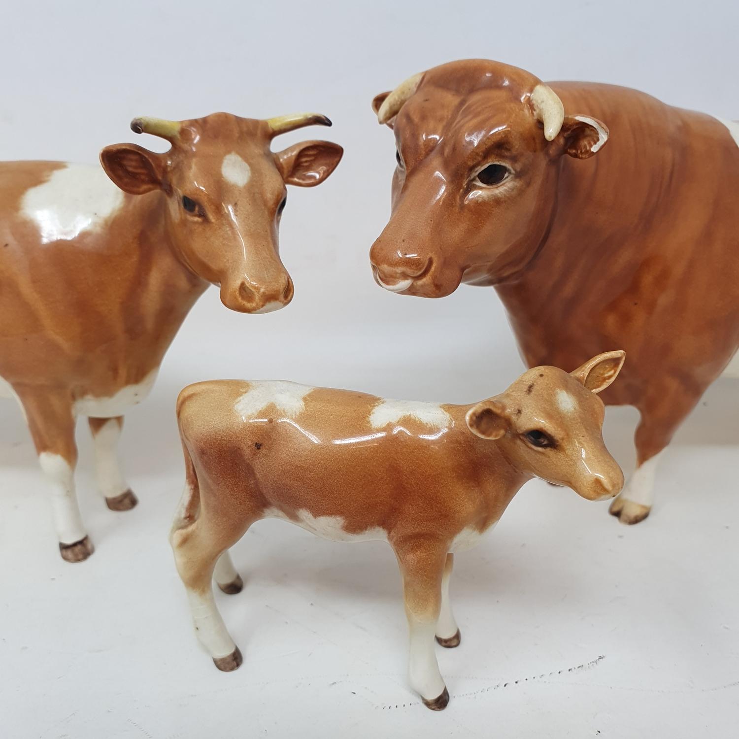 A Beswick Guernsey bull, CH. Sabrina's Sir Richmond, the 14th, 1451, a Guernsey cow, 1248A, and a - Image 2 of 5