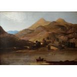 English school, 19th century, Langdale Pikes from Loughrigg Fell, oil on canvas laid down, 33 x 47.5