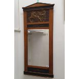 A mahogany, brass and ebonised pier mirror in the classical manner, 110 cm high