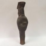 A Barbara Tribe terracotta lily sculpture, incised and dated 1992, 46 cm high, another Barbara Tribe