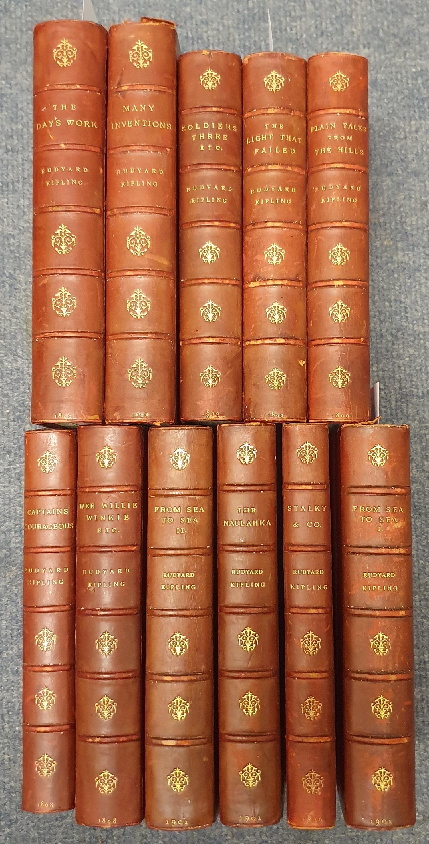 Kipling (Rudyard) Works of, 11 vols, half calf, bound to match (11)