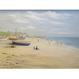 Charles Wood, beach scenes, oil on board, dated 1982, a pair, 23 x 33cm (2)