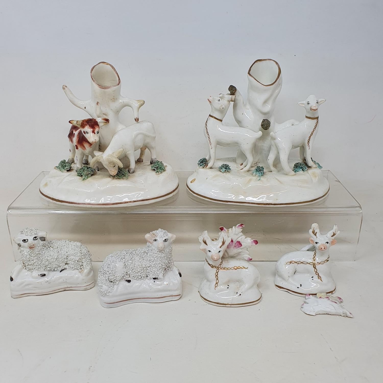 A pair of 19th century Staffordshire quill holders, applied sheep, and twenty other Staffordshire - Image 3 of 3