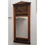 A mahogany, brass and ebonised pier mirror in the classical manner, 110 cm high slight loss to