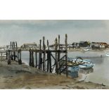 Hubert Andrew Freeth (1912-1986), harbour scene, signed, watercolour, 25 x 40 cm