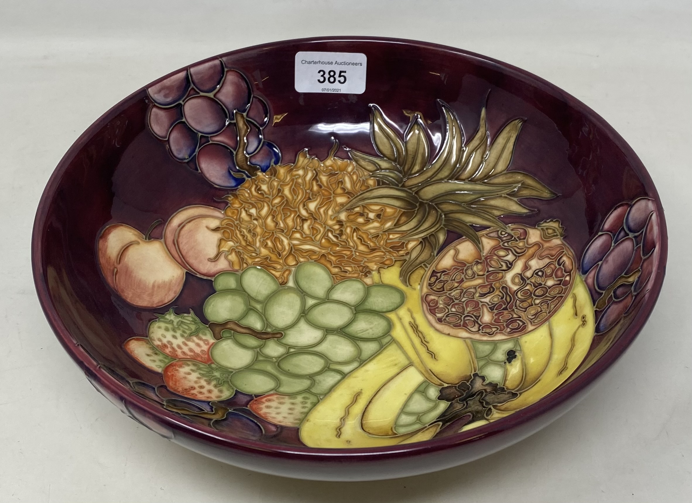 A Moorcroft Collectors' Club pottery bowl, decorated bananas and other fruit, 26.5 cm diameter - Image 2 of 4