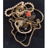 A 9ct gold rope twist bracelet, 3.6 g, and other assorted costume jewellery