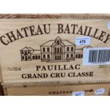 Twelve bottles of Chateau Batailley Pauillac Grand Cru Classe, 2011, in own wooden case From a
