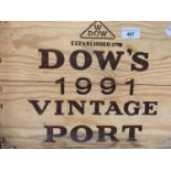 Twelve bottles of Dow's vintage port, 1991, in own wooden case From a Ferndown (Bournemouth)