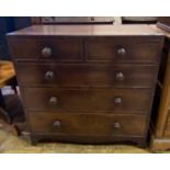 A 19th century mahogany chest, of two short and three graduated long drawers, on bracket feet, 91 cm