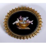 An Edwardian oval micro-mosaic Doves of Pliny brooch, in a yellow coloured metal mount, 4.5 cm