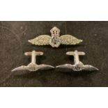 A pair of RAF silver cufflinks, and a matching tie pin Report by RB Modern