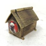 A novelty brass and enamel Pug dog kennel vesta Report by RB Modern