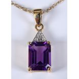 A 9ct gold, amethyst and diamond necklace Report by RB Modern, not Victorian