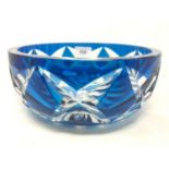 A St Louis blue overlaid cut glass bowl, 22.5 cm diameter Generally good, although a few minute