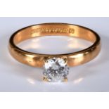 A 22ct gold and diamond solitaire ring, approx. ring size O½ Report by RB Probably adapted from a