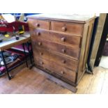 A Victorian oak chest, of two short and four graduated long drawers, 118 cm wide Report by RB Plinth