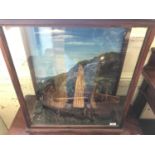 An early 20th century diorama model of the wreck of Endeavor, in a mahogany glazed case, 61 cm