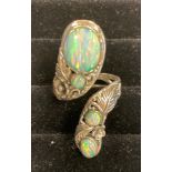 A silver and opal naturalistic ring, approx. ring size N½ Report by RB Modern