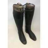 A pair of leather riding boots, with trees (2)