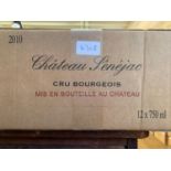 Twelve bottles of Chateau Senejac Cru Bourgeois Haut-Medoc, 2010, in cardboard box From a