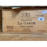 Twelve bottles of Chateau La Garde Pessac Leognan, Rouge, 2005, in own wooden case From a