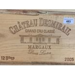 Twelve bottles of Chateau Desmirail Grand Cru Classe Margaux, 2005, in own wooden case From a