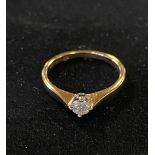 A 9ct gold and solitaire diamond ring, approx. ring size M, 2.0 g (all in)