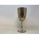 A silver trophy goblet, indistinctly inscribed, Sheffield 1898, 8.0 ozt, 22 cm high