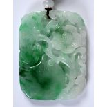 A Chinese carved and pierced mutton fat jade pendant, decorated flowers and foliage, 6.5 cm high x