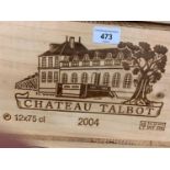 Twelve bottles of Chateau Talbot Medoc, 2004, in own wooden case From a Ferndown (Bournemouth)