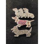 Three novelty silver Dachshund dog brooches (3) Report by RB Modern