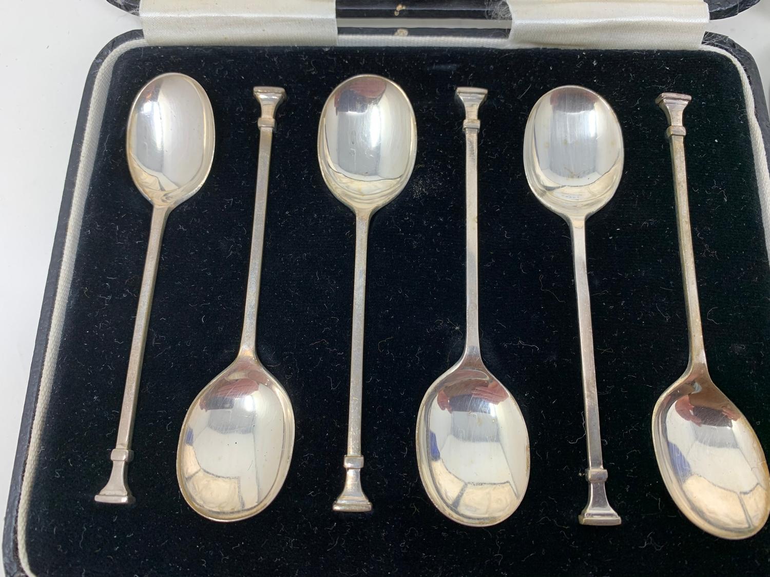 A set of six silver teaspoons, in a Harrods case, another set similar, and a set of six silver - Image 2 of 15