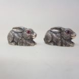 A pair of novelty silver condiments, in the form of rabbits JS report Modern copies condition good