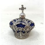 A novelty silver mounted crown pincushion Report by RB Modern and good condition