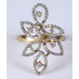 A 14ct gold and diamond flowerhead style ring, approx. ring size N Four small diamonds are missing