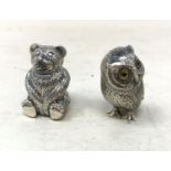 A novelty silver teddy bear pincushion, and a similar owl pincushion (2) Report by RB Modern