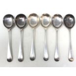 A set of six silver Old English pattern soup spoons, Sheffield 1964, 13.2 ozt