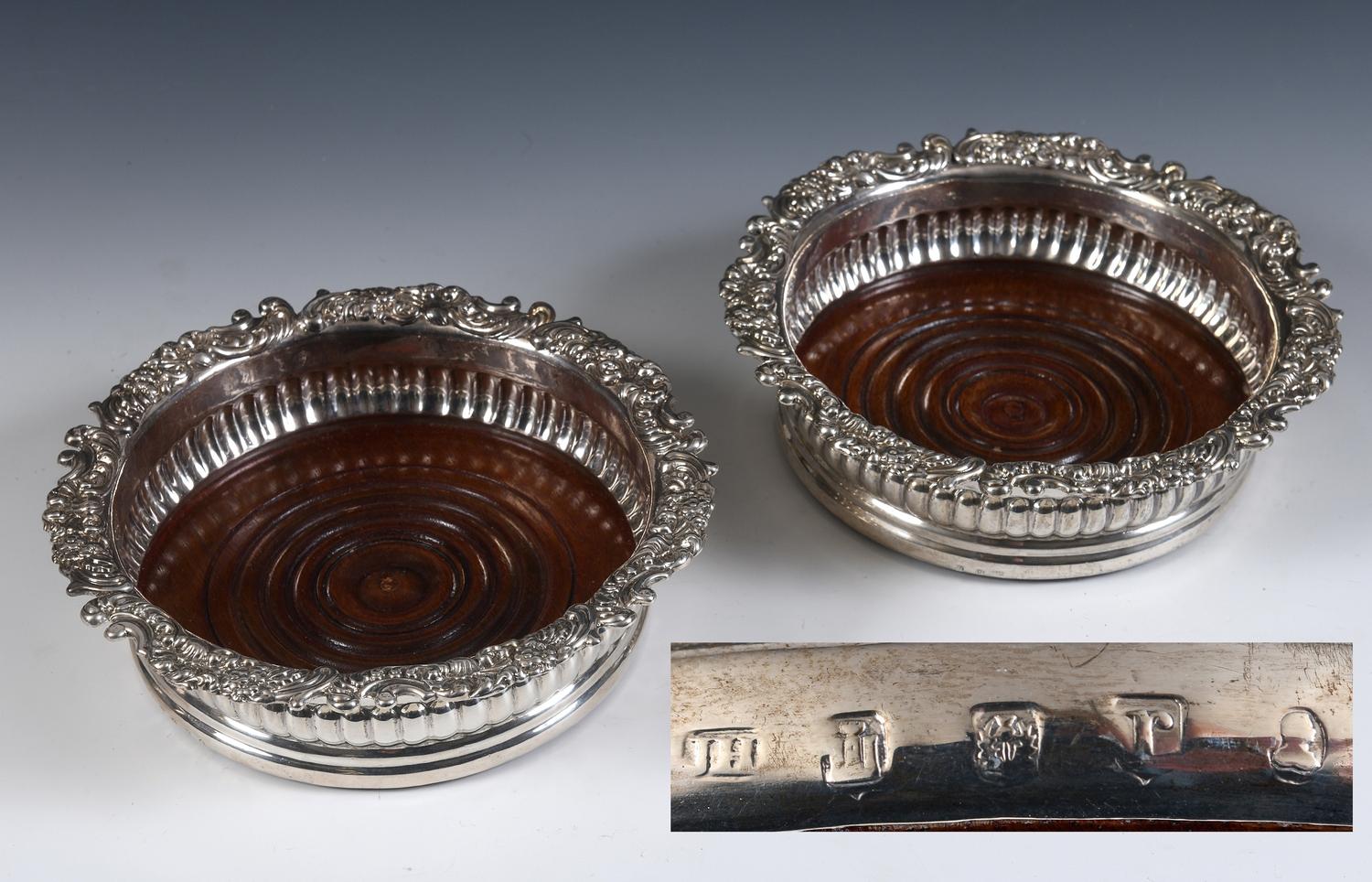 A pair of early 19th century Scottish silver wine coasters, with rococo style edges, a reeded - Image 3 of 3