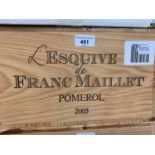 Twelve bottles of Chateau L'Esquive Franc Maillet Pomerol, 2005, in own wooden case From a