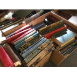 Assorted leather bindings, and other books (6 boxes)