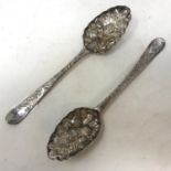 A pair of George III berry spoons, later decorated, London 1775, 2.8 ozt (2)