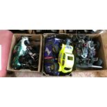 Assorted radio controlled cars and parts (3 boxes)