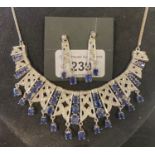 An Art Deco style silver and sapphire necklace, with matching earrings Report by RB Modern