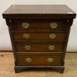 A George III style bachelor's mahogany chest, the fold over top above four graduated long drawers,