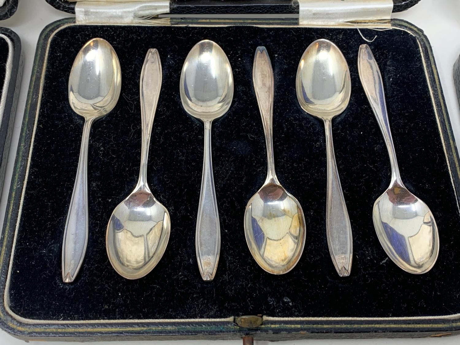 A set of six silver teaspoons, in a Harrods case, another set similar, and a set of six silver - Image 7 of 15