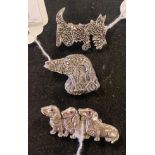 Three modern silver coloured metal brooches, in the form of dogs (3) Report by JS Note: this is
